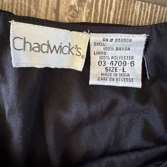 Vtg Chadwicks Butterfly Dress L All Over Print Flutter Sleeves Beaded Fairy Goth - Picture 6 of 8